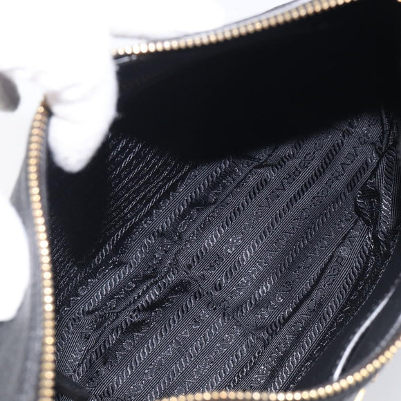 PRADA Shoulder Bag Leather Black Gold Auth ka7084V