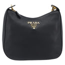 PRADA Shoulder Bag Leather Black Gold Auth ka7084V-2