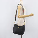 PRADA Shoulder Bag Leather Black Gold Auth ka7084V-26