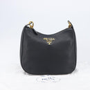 PRADA Shoulder Bag Leather Black Gold Auth ka7084V-27