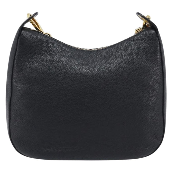 PRADA Shoulder Bag Leather Black Gold Auth ka7084V