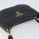 PRADA Shoulder Bag Leather Black Gold Auth ka7084V-6