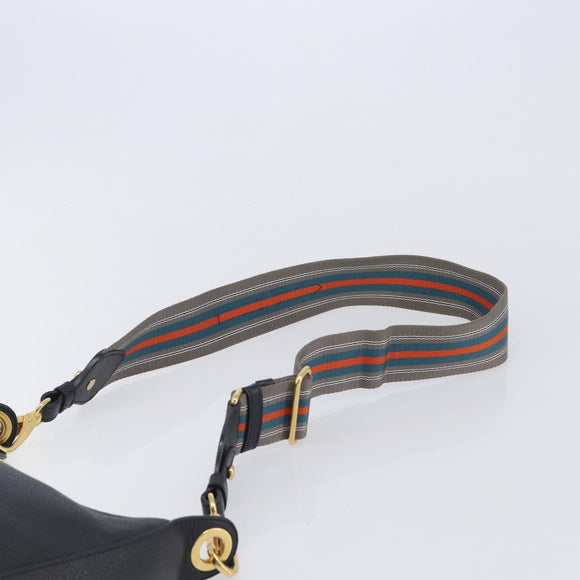 PRADA Shoulder Bag Leather Black Gold Auth ka7084V