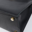 Salvatore Ferragamo Vala Hand Bag Leather Embossed Black Gold Auth ka7088-10