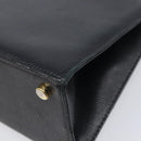 Salvatore Ferragamo Vala Hand Bag Leather Embossed Black Gold Auth ka7088-12