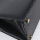 Salvatore Ferragamo Vala Hand Bag Leather Embossed Black Gold Auth ka7088-13