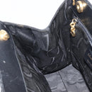 Salvatore Ferragamo Vala Hand Bag Leather Embossed Black Gold Auth ka7088-18