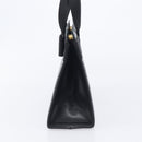 Salvatore Ferragamo Vala Hand Bag Leather Embossed Black Gold Auth ka7088-4