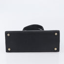 Salvatore Ferragamo Vala Hand Bag Leather Embossed Black Gold Auth ka7088-9
