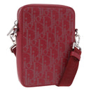 Christian Dior Trotter Canvas Oblique Galaxy Bag Leather Red Silver Auth ka7091M-1