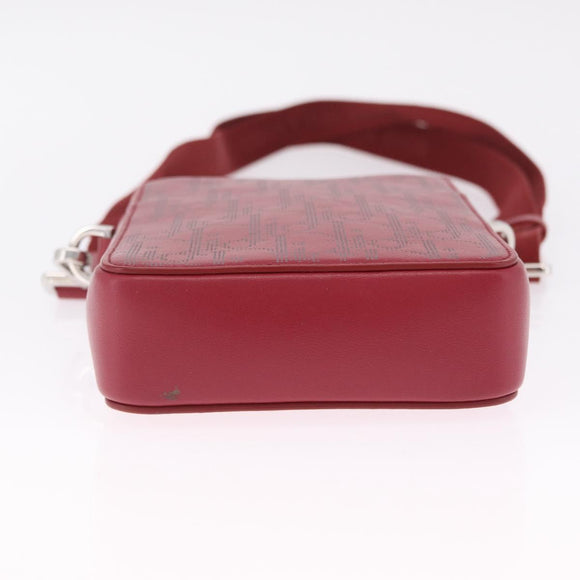 Christian Dior Trotter Canvas Oblique Galaxy Bag Leather Red Silver Auth ka7091M
