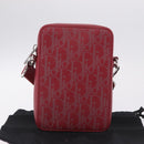 Christian Dior Trotter Canvas Oblique Galaxy Bag Leather Red Silver Auth ka7091M-24