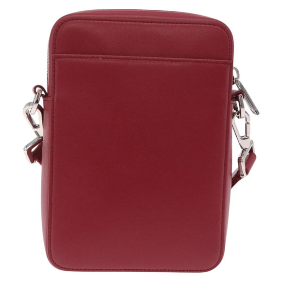 Christian Dior Trotter Canvas Oblique Galaxy Bag Leather Red Silver Auth ka7091M
