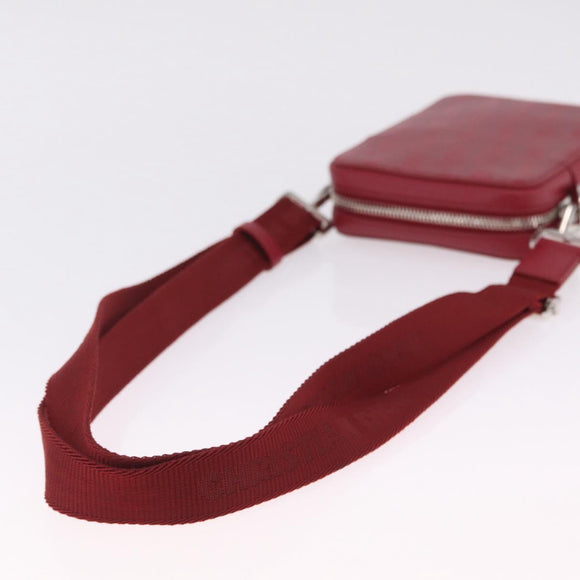 Christian Dior Trotter Canvas Oblique Galaxy Bag Leather Red Silver Auth ka7091M