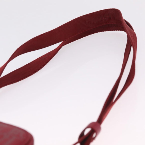 Christian Dior Trotter Canvas Oblique Galaxy Bag Leather Red Silver Auth ka7091M