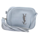 Saint Laurent Blogger Shoulder Bag Leather Light Blue Silver Auth ka7092A-1