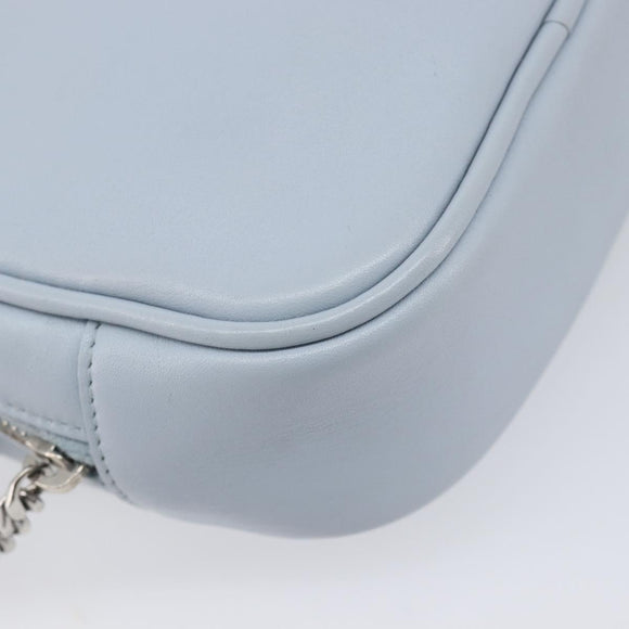 Saint Laurent Blogger Shoulder Bag Leather Light Blue Silver Auth ka7092A