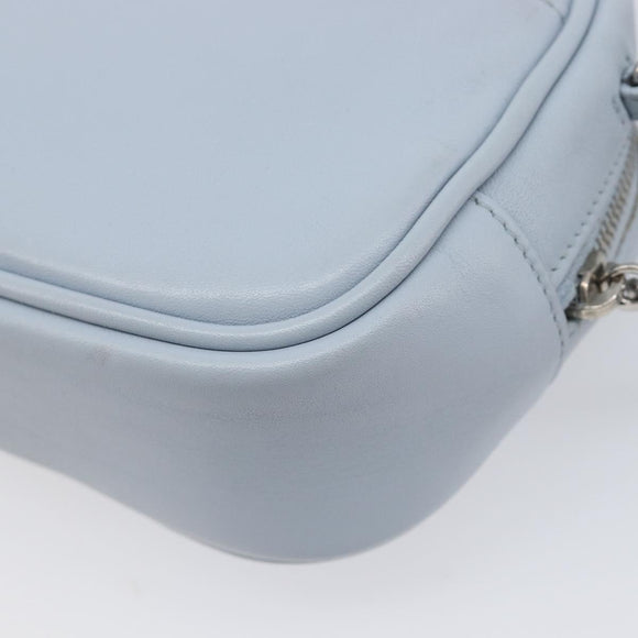 Saint Laurent Blogger Shoulder Bag Leather Light Blue Silver Auth ka7092A
