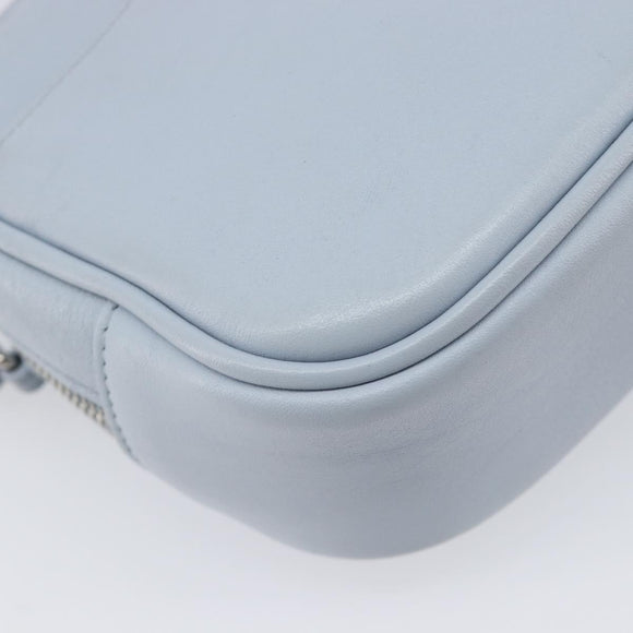 Saint Laurent Blogger Shoulder Bag Leather Light Blue Silver Auth ka7092A