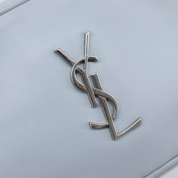 Saint Laurent Blogger Shoulder Bag Leather Light Blue Silver Auth ka7092A