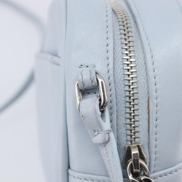Saint Laurent Blogger Shoulder Bag Leather Light Blue Silver Auth ka7092A