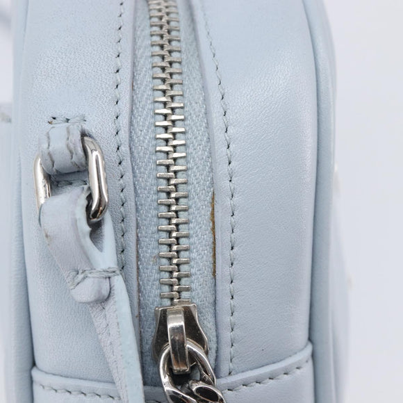 Saint Laurent Blogger Shoulder Bag Leather Light Blue Silver Auth ka7092A