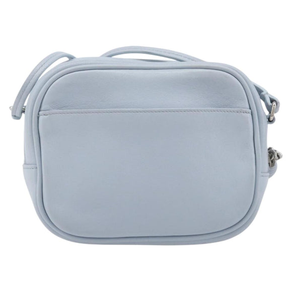 Saint Laurent Blogger Shoulder Bag Leather Light Blue Silver Auth ka7092A