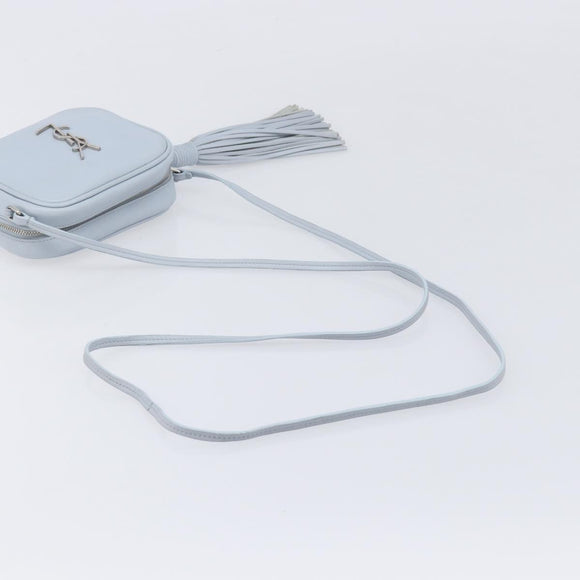 Saint Laurent Blogger Shoulder Bag Leather Light Blue Silver Auth ka7092A
