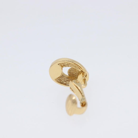 Christian Dior Rhinestone Earring Metal Gold Tone Auth ka7095