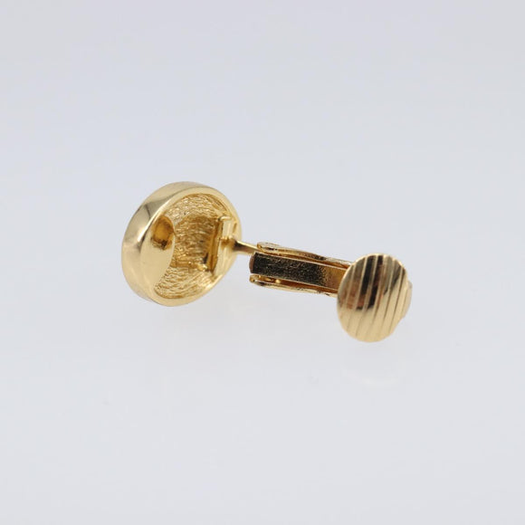 Christian Dior Rhinestone Earring Metal Gold Tone Auth ka7095