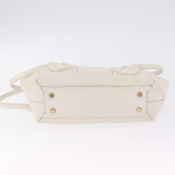Bottega Veneta MAXI INTRECCIATO Arco Mini Hand Bag Leather White Auth ka7101A