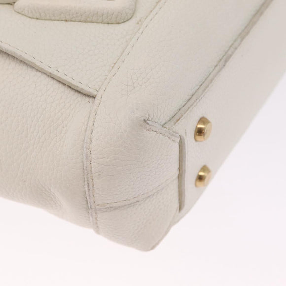 Bottega Veneta MAXI INTRECCIATO Arco Mini Hand Bag Leather White Auth ka7101A