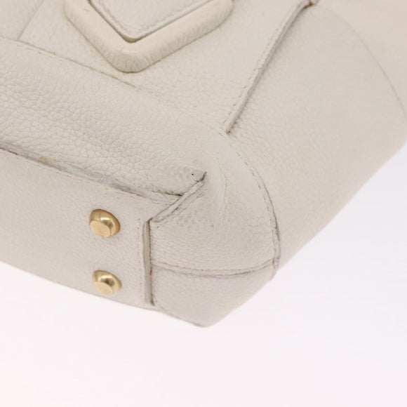 Bottega Veneta MAXI INTRECCIATO Arco Mini Hand Bag Leather White Auth ka7101A