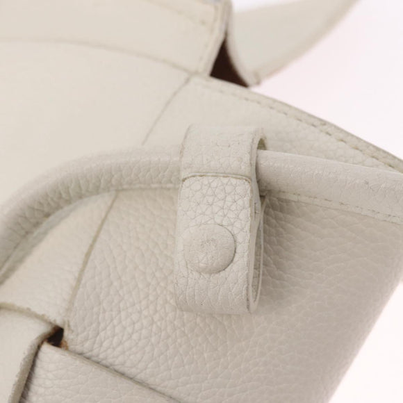 Bottega Veneta MAXI INTRECCIATO Arco Mini Hand Bag Leather White Auth ka7101A