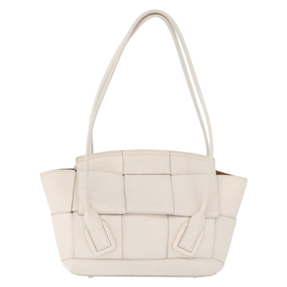 Bottega Veneta MAXI INTRECCIATO Arco Mini Hand Bag Leather White Auth ka7101A