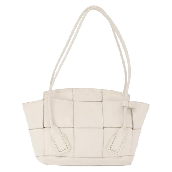 Bottega Veneta MAXI INTRECCIATO Arco Mini Hand Bag Leather White Auth ka7101A