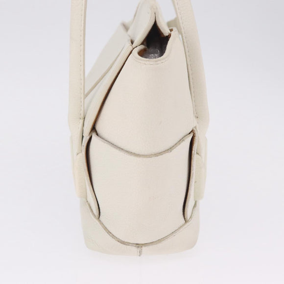 Bottega Veneta MAXI INTRECCIATO Arco Mini Hand Bag Leather White Auth ka7101A