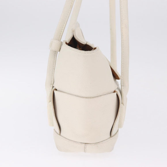 Bottega Veneta MAXI INTRECCIATO Arco Mini Hand Bag Leather White Auth ka7101A