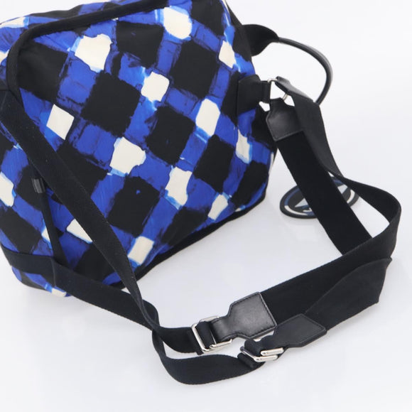 CHANEL Airline Backpack Nylon Blue Silver CC Auth ka7106V
