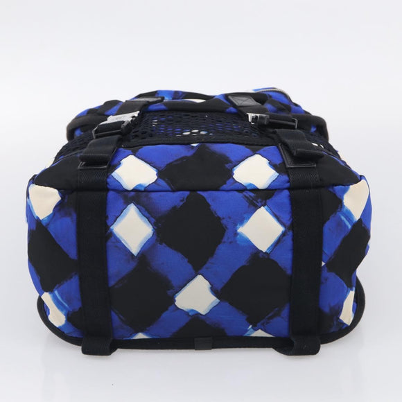 CHANEL Airline Backpack Nylon Blue Silver CC Auth ka7106V