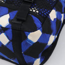 CHANEL Airline Backpack Nylon Blue Silver CC Auth ka7106V-13