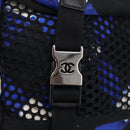 CHANEL Airline Backpack Nylon Blue Silver CC Auth ka7106V-17