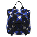 CHANEL Airline Backpack Nylon Blue Silver CC Auth ka7106V-2