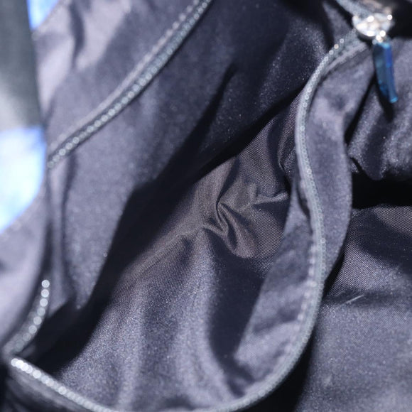 CHANEL Airline Backpack Nylon Blue Silver CC Auth ka7106V