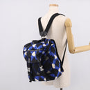 CHANEL Airline Backpack Nylon Blue Silver CC Auth ka7106V-29