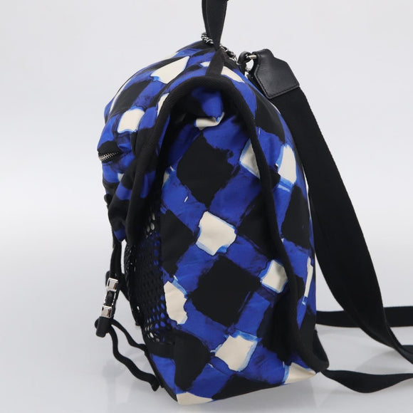CHANEL Airline Backpack Nylon Blue Silver CC Auth ka7106V