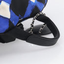CHANEL Airline Backpack Nylon Blue Silver CC Auth ka7106V-7
