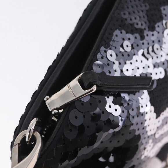 Miu Miu Shoulder Bag Sequin Black Silver Auth ka7107V