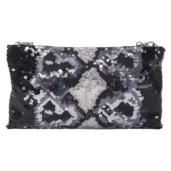 Miu Miu Shoulder Bag Sequin Black Silver Auth ka7107V