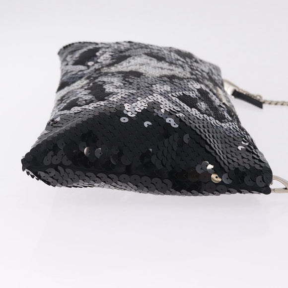Miu Miu Shoulder Bag Sequin Black Silver Auth ka7107V